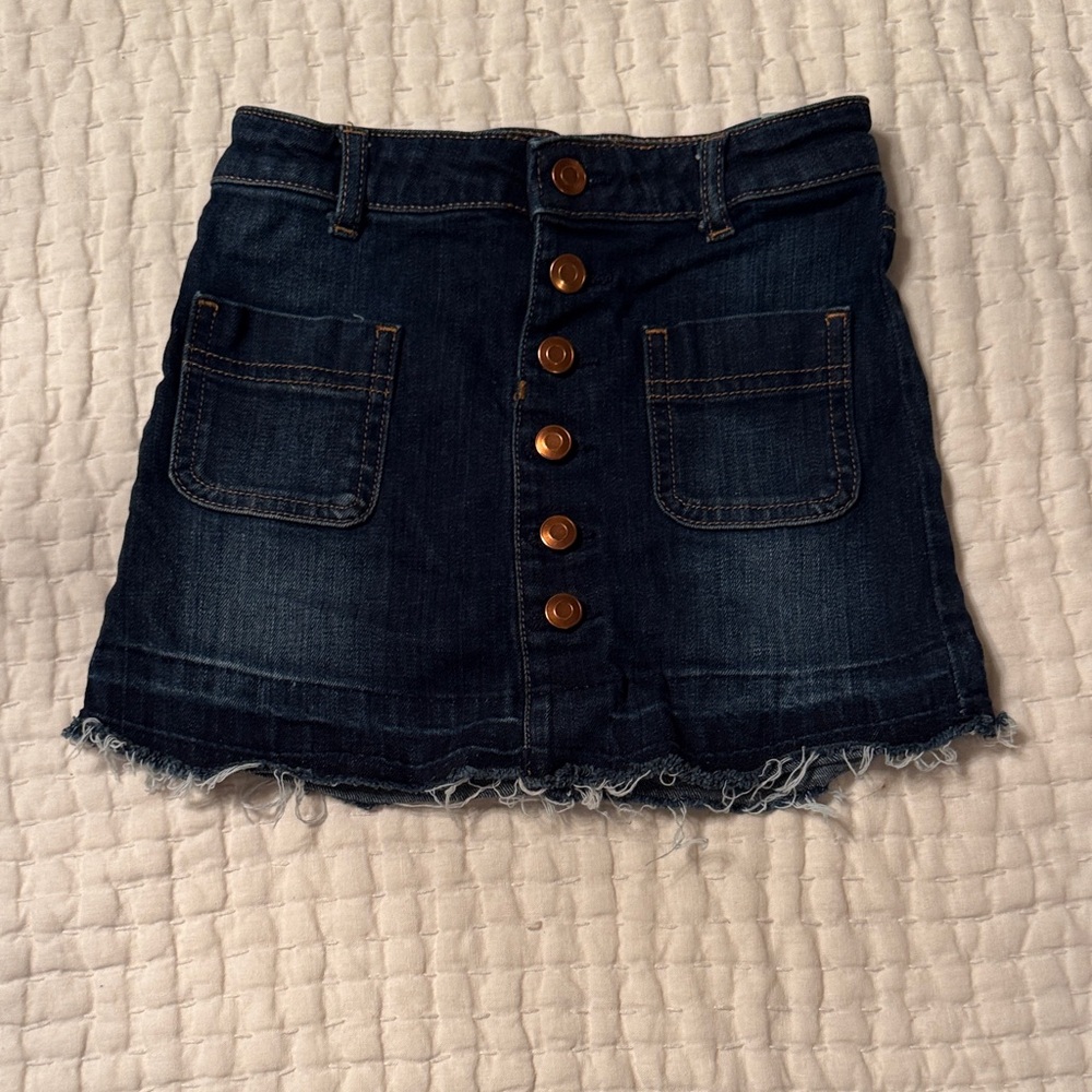 DL1961 Dark Blue Button-Front Minnie A-line Skirt